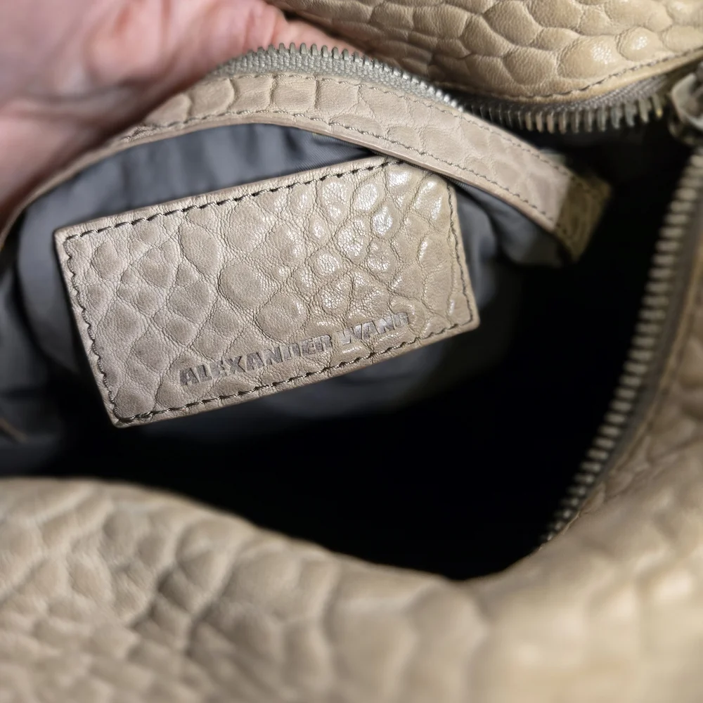 ALEXANDER WANG Pebbled Lambskin Rocco in Latte with Rose Silver Hardware